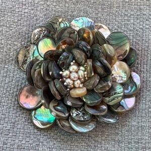 Iridescent Shell Flower Brooch